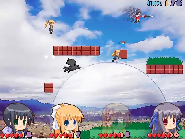 『大乱闘かのえあスマッシュ2002』のゲーム画面