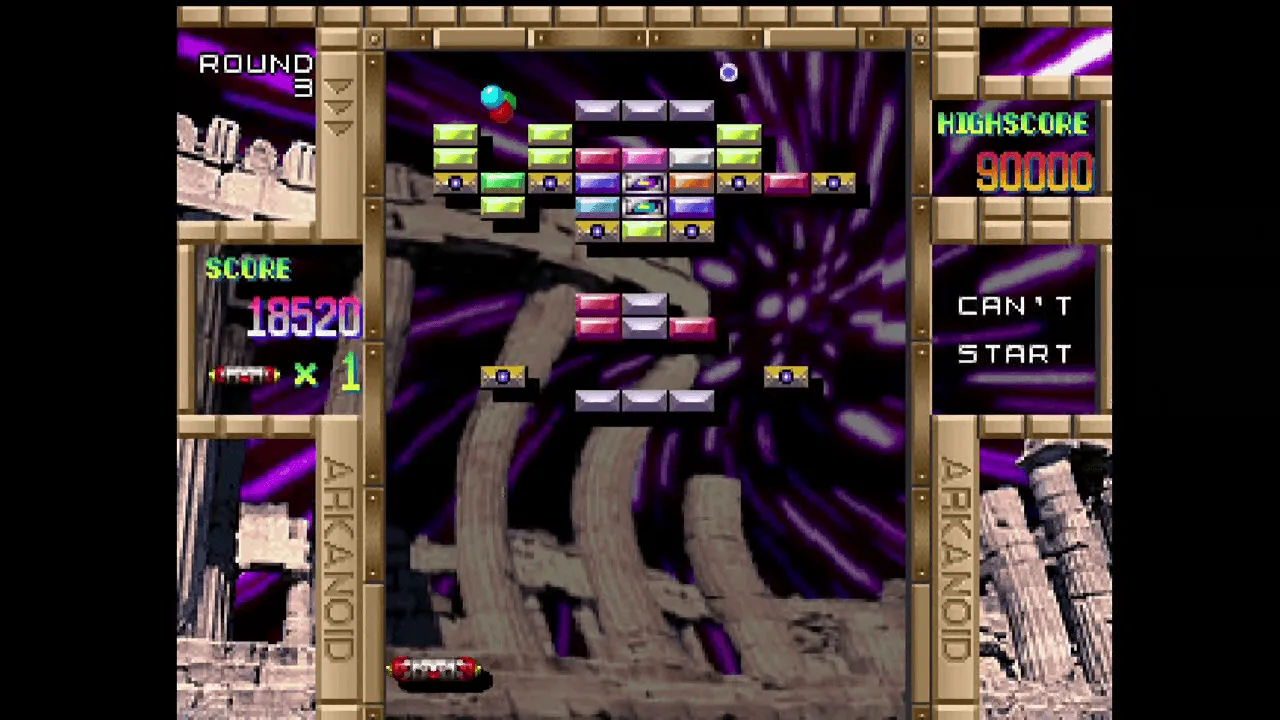 『アルカノイドリターンズ』のゲーム画面