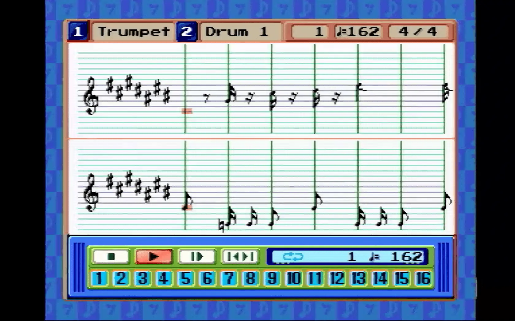 『音楽ツクールかなでーる2』のゲーム画面