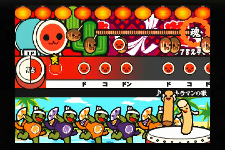 『太鼓の達人 わくわくアニメ祭り』のゲーム画面