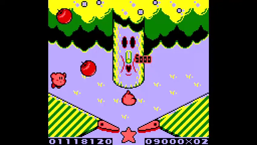 『カービィのピンボール』のゲーム画面